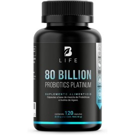 80 Billion Probiotics Platinum – B Life; Fórmula Avanzada con 80 Mil Millones de UFC | 11 Cepas Diferentes | 120 Cápsulas Veganas | 4 Meses de Suministro | Ingredientes Naturales | Sin Gluten ni Lácteos