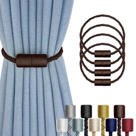 XDerlin Paquete de 4 alzapaños magnéticos fuertes para cortinas, alzapaños decorativos para exteriores, modernos alzapaños hechos a mano, alzapaños decorativos para cortinas, color café