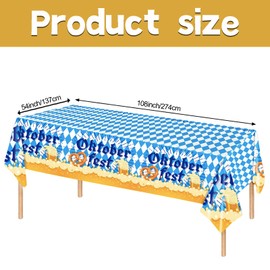 Bavaria Oktoberfest Party Table Cloth,Blue and White Oktoberfest Flag Patterned Table Cover for Oktoberfest, Bavarian Flag Check Table Cloth for Celebrating Bavaria Oktoberfest Anniversary Supplies