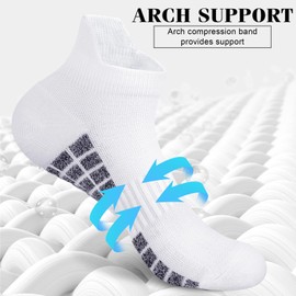 Loritta 6 Pairs Womens Ankle Socks Gym Athletic Cushioned Low Cut Casual Workout Sports Running Socks, White+Black