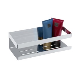 Schöner Wohnen Kollektion Wandablage Mod. Meleto glänzend aus rostfreiem Edelstahl für das Badezimmer mit Klebepad-Technologie Maße 25 cm x 8 cm x 11,5 cm Silber glänzend