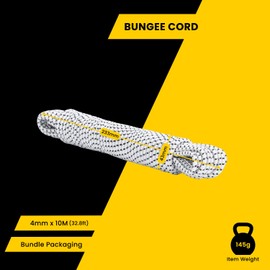 Brotree Bungee Cord Elastic Shock Cord 4mm x 10m Bungee Rope Heavy Duty for Trailer, Tarpaulin, Tent Pole, Kayak and Backpack - White&Black