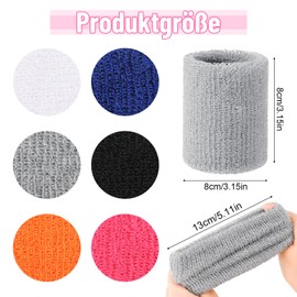 Newofview Pack of 12 Sweatband Wrists, Elastic Sports Sweatbands, Absorbent Wrist Sweatbands for Men, Women, for Tennis, Basketball, Football, Running