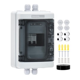 DIHOOL 60 Amp DC Circuit Breaker Box, PV Solar Disconnect Switch with Small Breaker Box