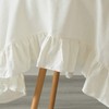 DEERLUX 100% Pure Linen Washable Tablecloth with Ruffle Trim, 52"