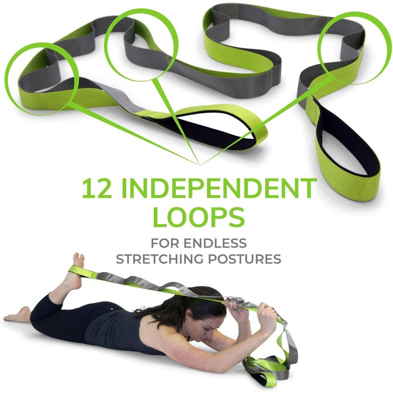 CARDALLTRY Stretching Strap Multi-Loop Strap 12 Loops Yoga Strap for