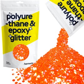 Hemway Polyurethane & Epoxy Resin Glitter 100g / 3.5oz Metallic Crystal Flake Additive for Flooring Jewelry Tumblers Glass Pigment - Super Chunky (1/8" 0.125" 3mm) - Fluorescent Peach