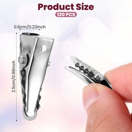 Bewudy 120 Pcs Small Alligator Hair Clips, 0.98Inches Silver Metal Alligator Hair Pins Mini Crocodile Clips for Hair-Accessories DIY Supplies Crafts Accessory