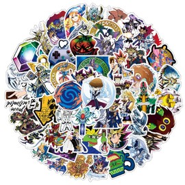 50 unidades de calcomanías de juego de cartas | Vinilos clásicos estéticos de anime de colores geniales para botella de agua, guitarra, computadora portátil, teléfono, equipaje