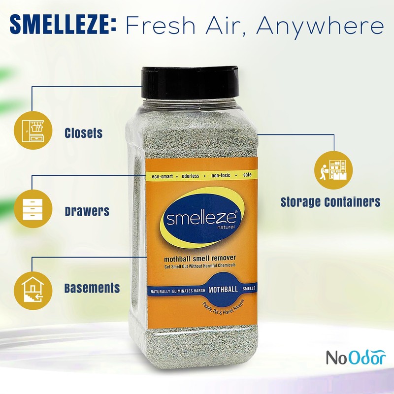 SMELLEZE Natural Mothball Smell Remover Deodorizer: 2 lb. Granules Gets