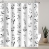 RiePoiia Grey Shower Curtain for Bathroom, Waterproof Fabric Floral Print