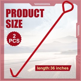 Therwen 2 Pcs Manhole Cover Hook 36 Inch with 5/8" Hex Alloy Steel Rigid Heavy Duty Manhole Cover Lifter Versatile Lift Storm Drain Grate Manhole Hook Tool for Lid Puller Moving (Inline Handle)