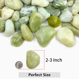 YISZM 40lbs Jade River Rocks for Landscaping, 2-3 Inch Natural Pebbles for Indoor Plants, High Polished Decorative Stones Garden Outdoor and Indoor DIY Vase Filler Fish Tank Aquariums