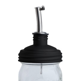 reCap Mason Jar Pour Spout and Olive Oil Dispenser | Regular Mouth | Black | Made in the USA | Leak-proof | Freezer-proof
