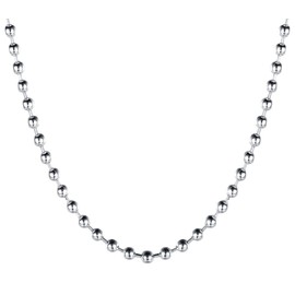 Cutesmile Fashion Jewelry 925 Sterling Silver 2mm Beads Chain Necklace for Men Women (20 Inch)