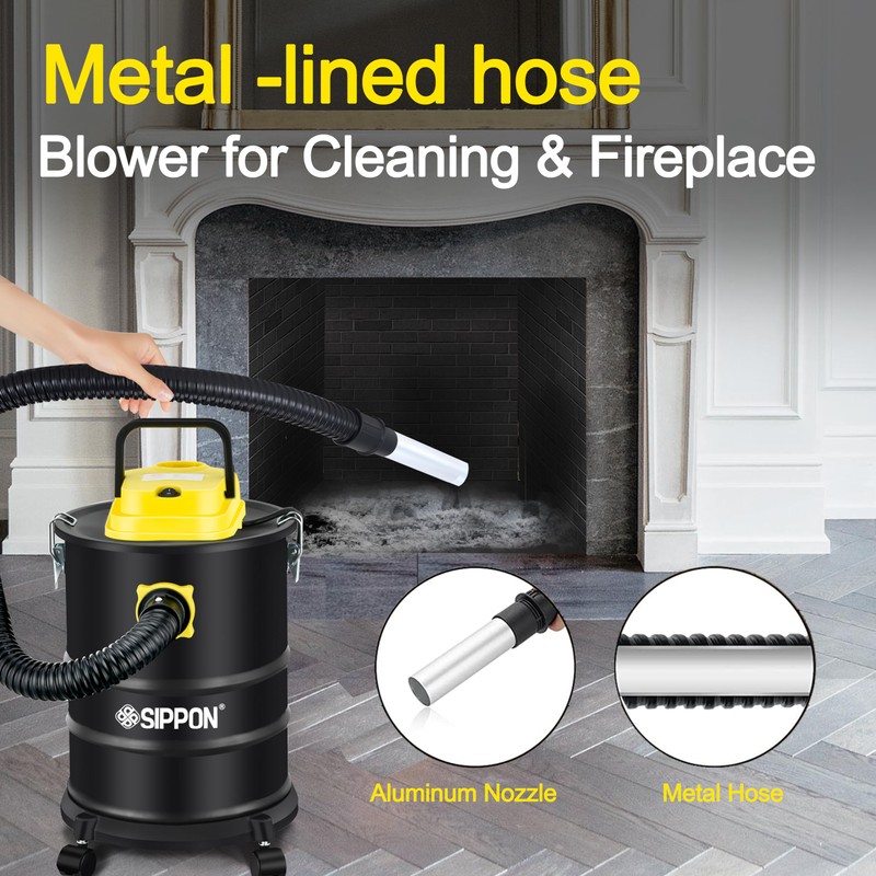 SIPPON Ash Vacuum Cleaner, Pellet Stove Vacuum Cleaner with Wheeled