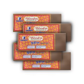Woodys Incense Sticks Pouch | 100 GMS Pack | Pack of 5 Pouches | Long Lasting Incense Sticks for Calming & Relaxation | No Charcoal Agarbatti | Dhoop Chaon and Co., Standard