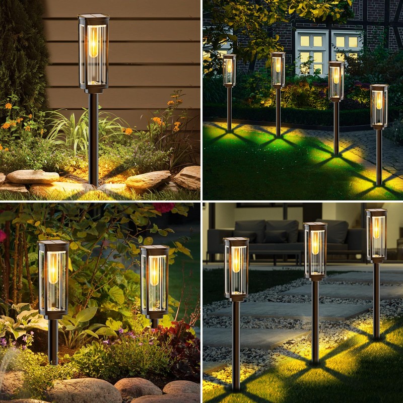 NEWMESSI 8 Pack Solar Pathway Lights Outdoor, Modern Super Brightness
