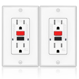 OMEENET 15 Amp GFCI Outlet, Tamper Resistant, Self Test GFI Receptacle with 2 LED Indicator, 15Amp Ground Fault Circuit Interrupter Outlet for Kitchen,Bathroom,Indoor Use, UL Listed(2 Pack)