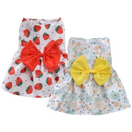 XIAOYU 2 Pack Bowknot Dog Dresses Hawaiian Princess Dresses for Small Medium Dogs Cats, Style C, L