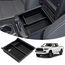 BILOPER Center Console Organizer for Toyota Tacoma 2016-2023 Accessories Storage Box Armrest Secondary Insert Tray with Anti-Slip Mat