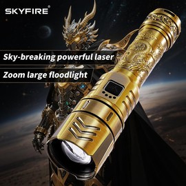 SKYFIRE 1097 Rechargeable LED Tactical Flashlight – Ultra-Bright, Zoom Focus, 4 Light Modes, Waterproof Design for Camping, Emergency, and Outdoor Use