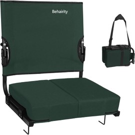Portable Stadium Seat for Bleachers with Back Support, Wide Padded Bleacher Chair with High Back and Thick Cushion for Adults, Folding Stadium Chair for Football Sports Events (Green)