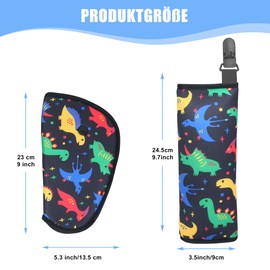 LAHAQIQI Seat Belt Pads for Car, Children's Seat Belt Protector, 2 Piece Seat Belt Set, Adjustable Shoulder Pad with Non-Slip Positioning Clip for Travel (Dinosaur Black)