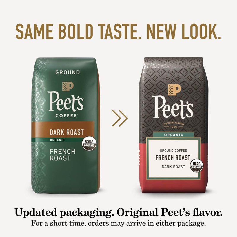 Peet's Coffee, USDA Organic Dark Roast Ground Coffee, 100% Arabica