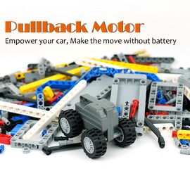 Technical Parts Liftarm Beams Pullback Motor Building Block Set, EV3 Replacement Extra Accessories, Axle Pins Connector Frame Wheels Tire Bricks Pieces