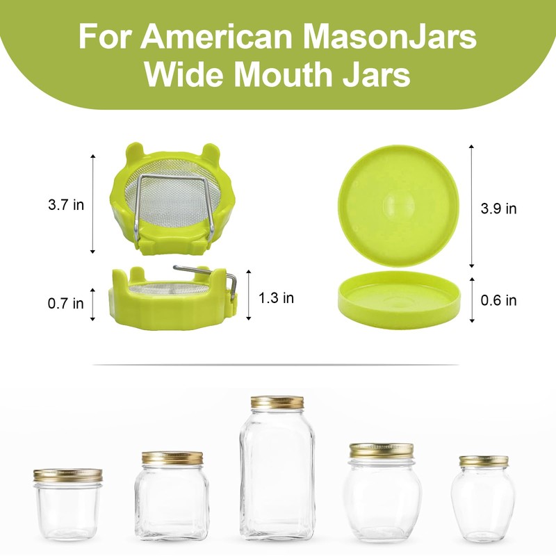 HANTUSWUS Sprouting Lids, Mason Jar Lids Wide Mouth-Sprouting Trays For