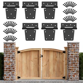 Dreamxiang 3.5 Inch Heavy Duty Gate Hinges, Gate Hinges for Wood Fence Gate Vinyl Shed Door, Black Iron Gate Strap Hinges with Screws, 6 Pack