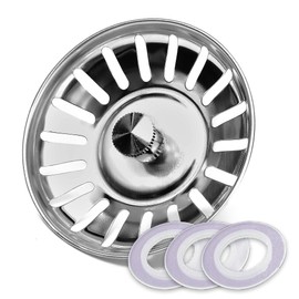 ARCOOZE Kitchen Sink Plug and Strainer- Stainless Steel 304 Kitchen Sink Strainer Plug with 3 Additional Silicon Seals, Sink Plug Replacement Diameter 78mm (1, 78mm)