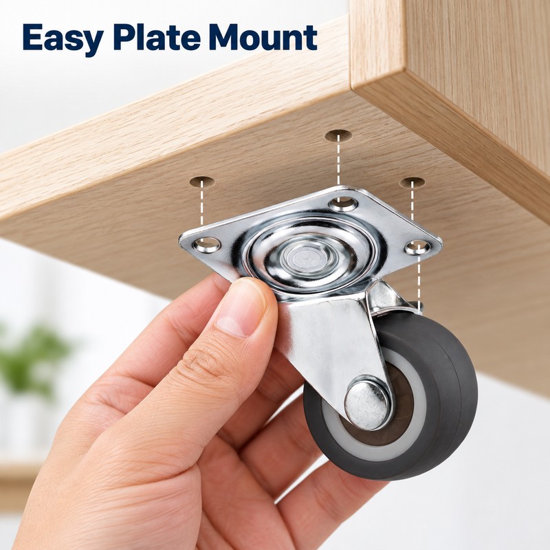Swivel Furniture Casters with Soft TPR Rubber Wheels – 4-Piece