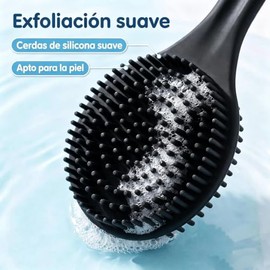 Negro Limpiador de Espalda de Silicona Cepillo de Ba?o para Hombres y Mujeres,on Empu?adura Antideslizante para un Poder de Limpieza Superior y Cerdas