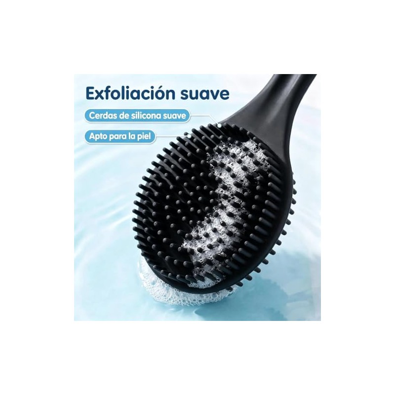 Negro Limpiador de Espalda de Silicona Cepillo de Ba?o para