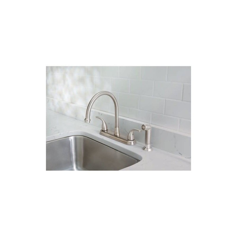 Oakbrook Pacifica Two Handle Brushed Nickel Kitchen Faucet Side Sprayer