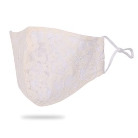 Trimming Shop Reusable Face Mask Washable Flower Lace Anti - Dust Face Cover, 2 Layer Cotton Face Mask Breathable Fashion Face Bandanas for Protection Against Pollution, Beige, 3pcs