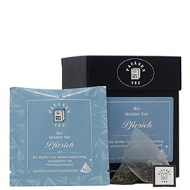 Paulsen Organic Peach 15 x 3 g, Individually Enveloped, White Tea in Pyramid Bag - Organic, Residue Controlled & Certified