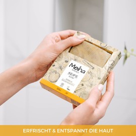 Meina Natural Cosmetics - Natural Soap, Organic Soap with Orange and Cinnamon without Palm Oil, Certified, Vegan, Sustainable, Handmade, Like a Solid Shower Gel - 100 g