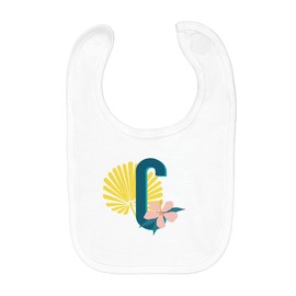 Fabulous Baby Bib Organic Cotton C Catherine Chloe Letter First Name Flowers Tropical Exotic