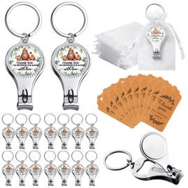 Lanties 50 Sets Bottle Openers Baby Shower Return Favors for Guest Nail Clipper Bottle Opener Decorations with Thank You Tags Organza Bags for Baby Shower Gender Revel Party Souvenirs (Jungle Animal)