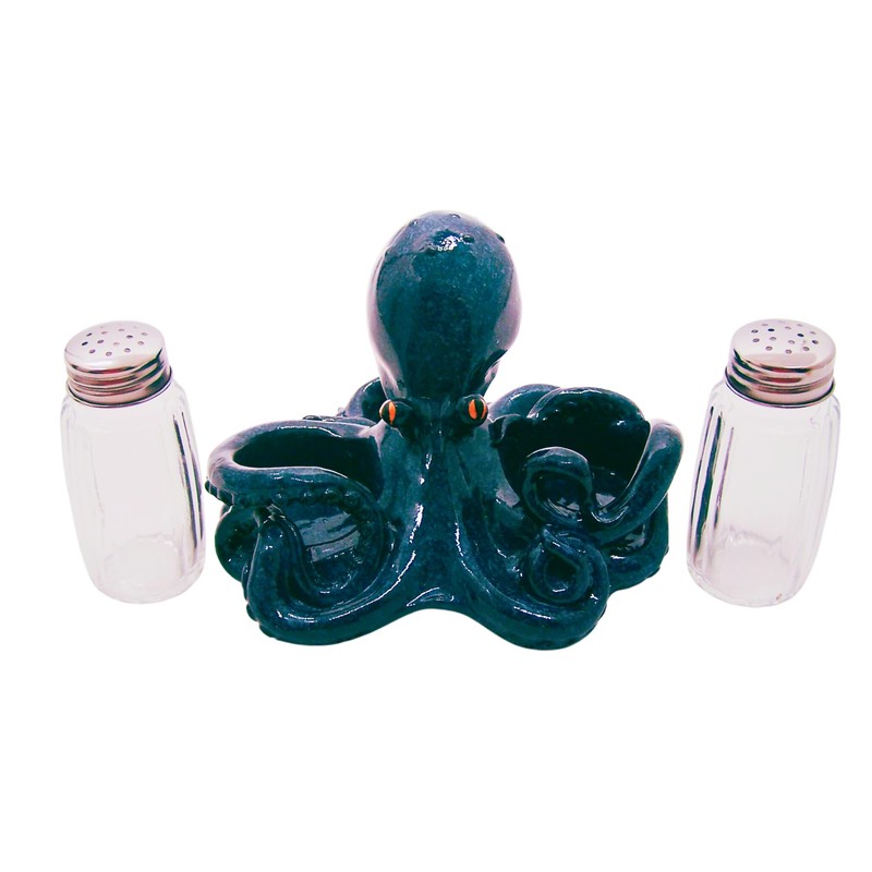 Octopus Salt and Pepper Set Holder, Nautical Décor, Shakers Included,