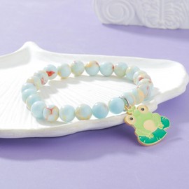 MollyQueen Frog Bracelet Frog Lovers Gift Frog Gifts frog jewelry frog bracelet for women Inspirational Frog Gift for Animal lover (Blue Frog Gifts)