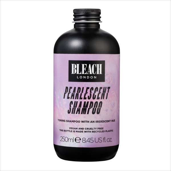 Bleach London Pearlescent Shampoo - Vegan & PETA-Approved Iridescent Purple Toning Shampoo for Blonde Hair Colour Deposition Fights Brass, Achieves a Light Blonde - Paraben Free - (250ml)