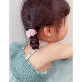 GFun Hair Tie, Hair Rope, Heart, Sparkle, Glitter Included, Children, Small, Cute, Hair Accessories, Set of 2, Light Blue