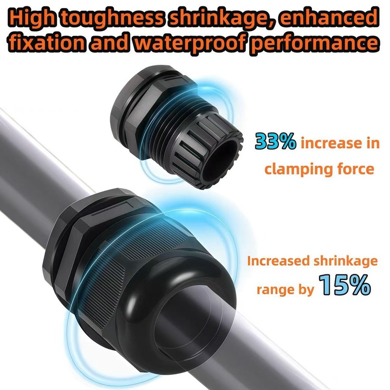 20 Pcs 1/2 NPT Black Nylon PA66 IP68 Waterproof Adjustable
