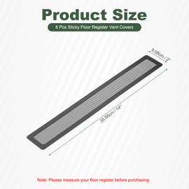 YOKIVE 6 Pcs Floor Vent Covers, Sticky Floor Register Cover PVC Mesh Air Vent Screen Filters, Great for Home Floor, Wall, Ceiling, Catch Debris Hair Dust (Black, 14-Inch x 2-Inch)