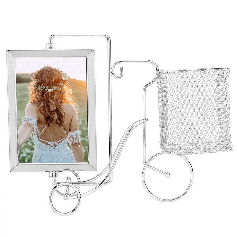 Unique Bicycle Shape Metal Picture Photo Frame Pen Holder Home