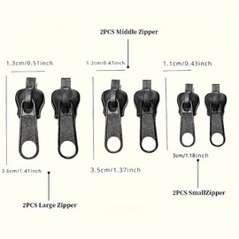 12Pcs Black, Coffee, Fix Zip Puller, Zipper Fixer Detachable Zipper Repair Kit, Instant Zipper Tabs Pull Replacement Slider for Jacket Coat Luggage Backpack,Sewing Notions and Supplies